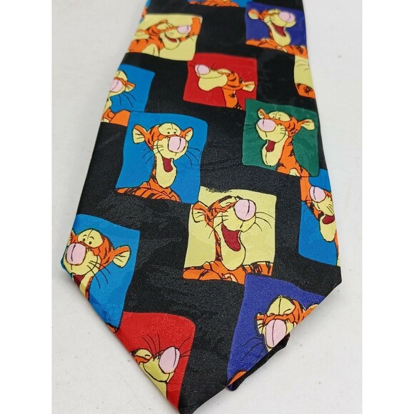 Disney Tiger Winnie The Pooh Black Comic Necktie Tie Cartoon - Picture 2 of 6
